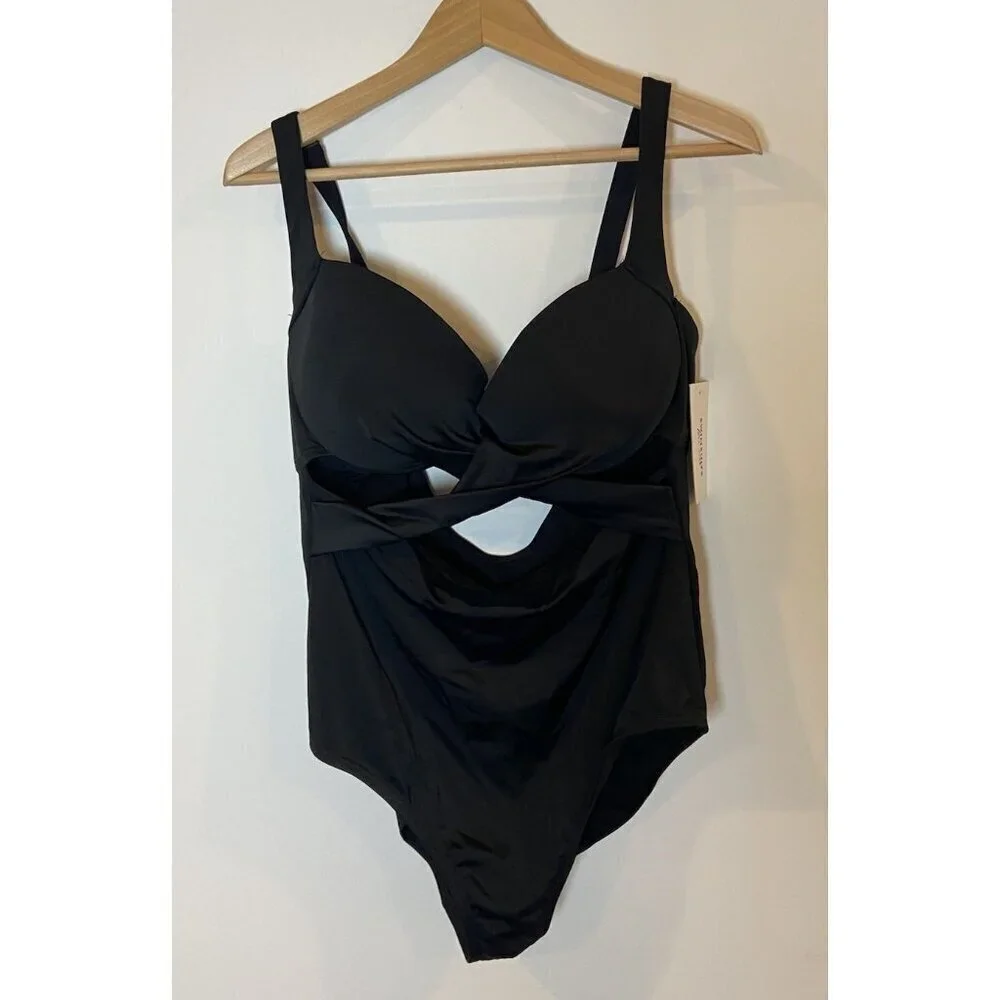 NWT Swimsuits for All One Piece Swim Cutout Underwire Black Size 18 New